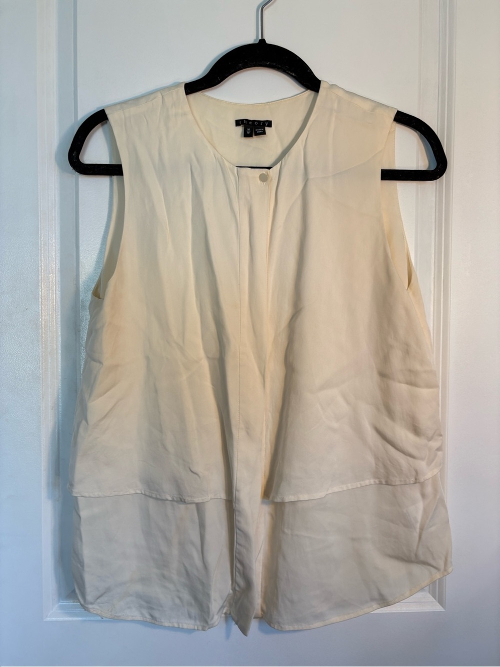 Theory Women's Cream Sleeveless Silk top